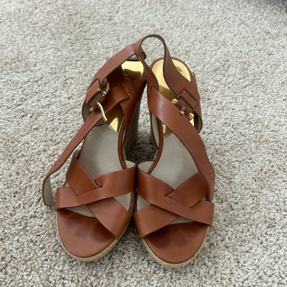 Michael by Michael Kors Brown Leather Women's Sandals